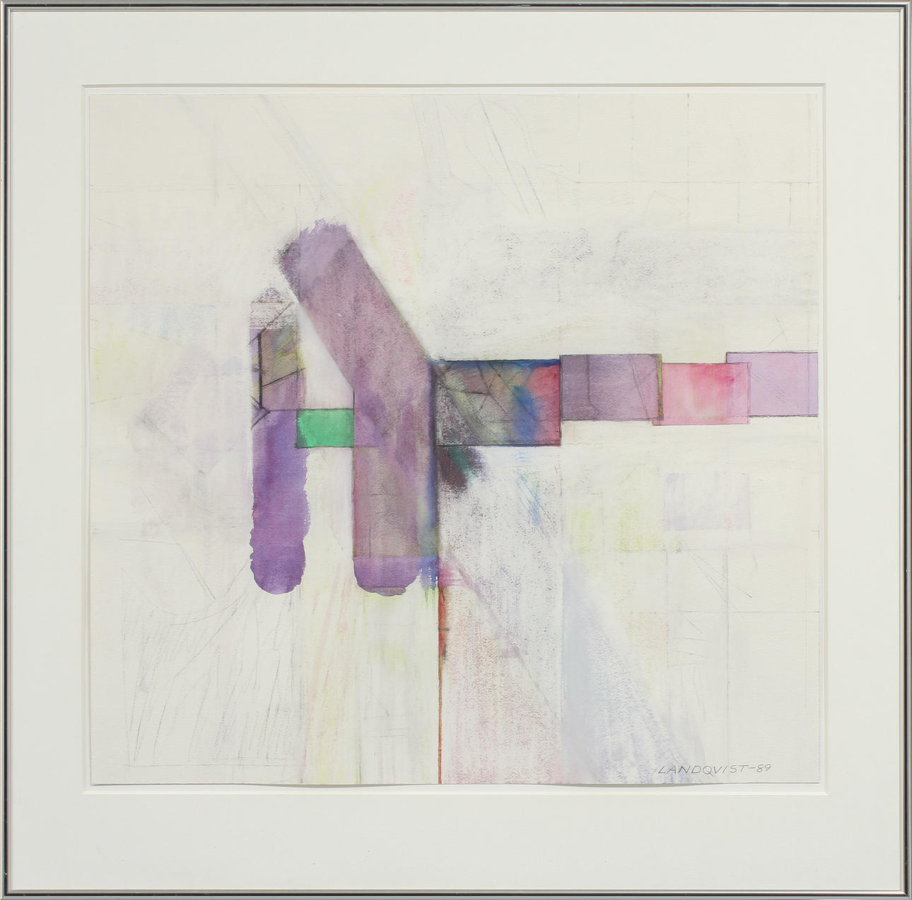 LENNART LANDQVIST. Komposition. Akvarell och krita, signerad och daterad -89.