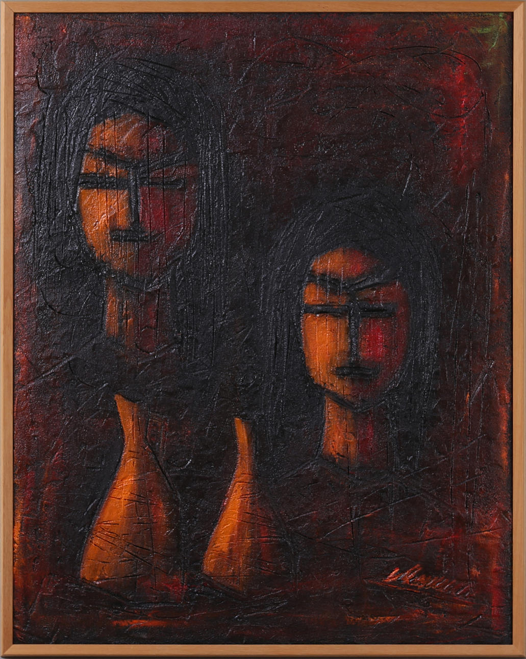 STIG NORDLINDER. Olja på duk, Ansikten och vaser, signerad.