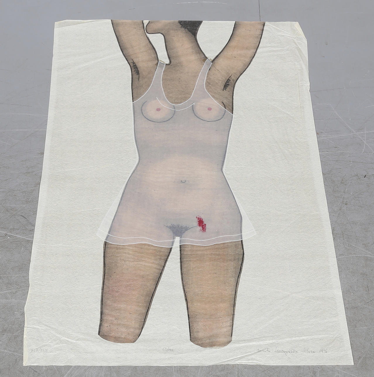 DANUTA LESZCZYNSKA-KLUZOWA. "Virgin". Blandteknik/grafiskt blad, signerad, numrerad 53/110 och daterad 1976.