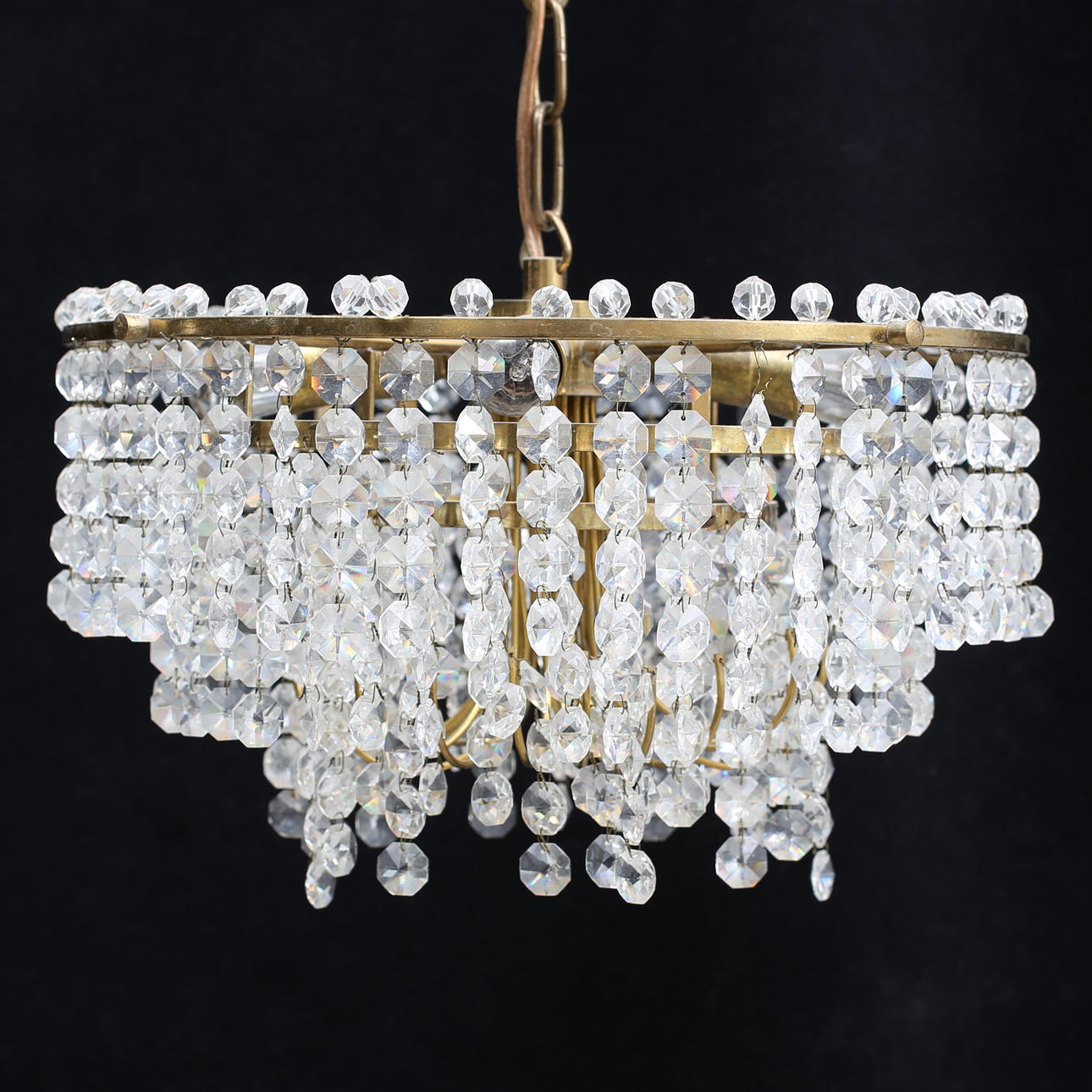 KRISTALLKRONA, mässing, 1900-talets mitt/ andra hälft.