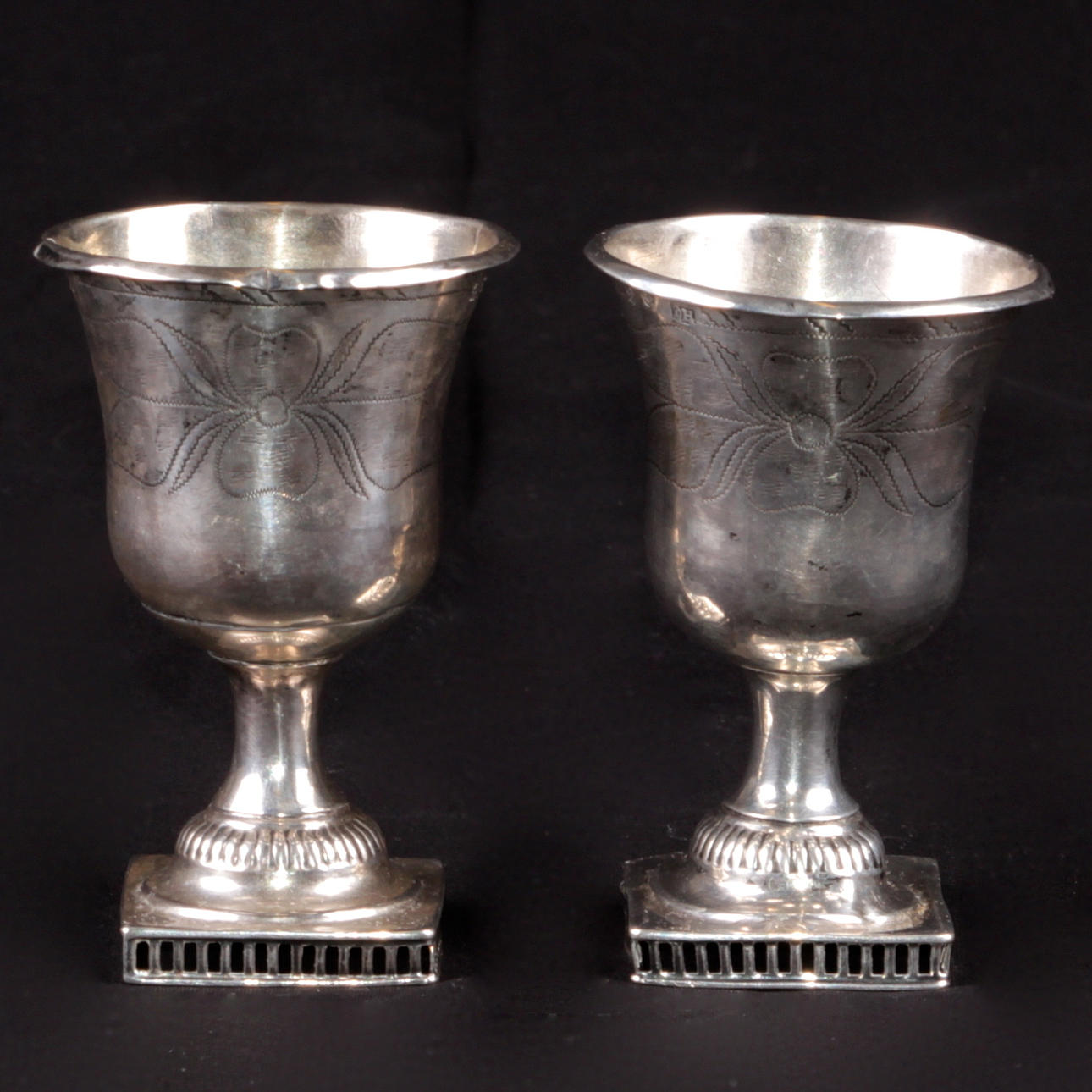 KALKAR, 2 st. Silver, Daniel Hedberg, Eksjö, omkring 1820.