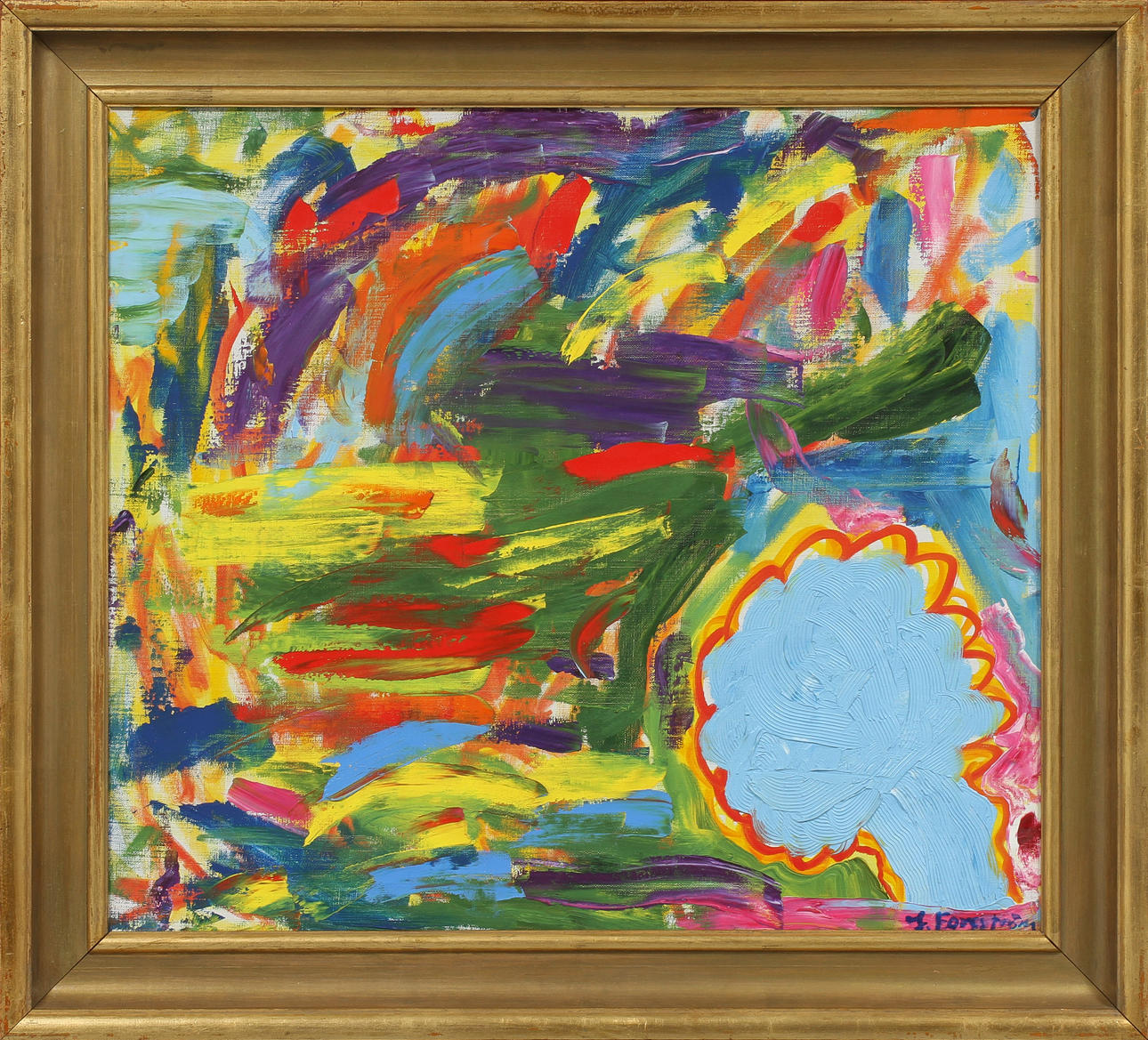 JOHNNY FORSSTRÖM. Komposition. Olja på duk, signerad.