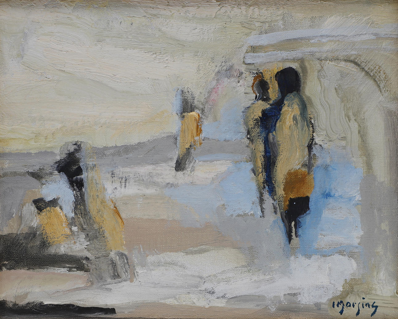 IVAR MORSING. oil on panel, figural composition, signed.