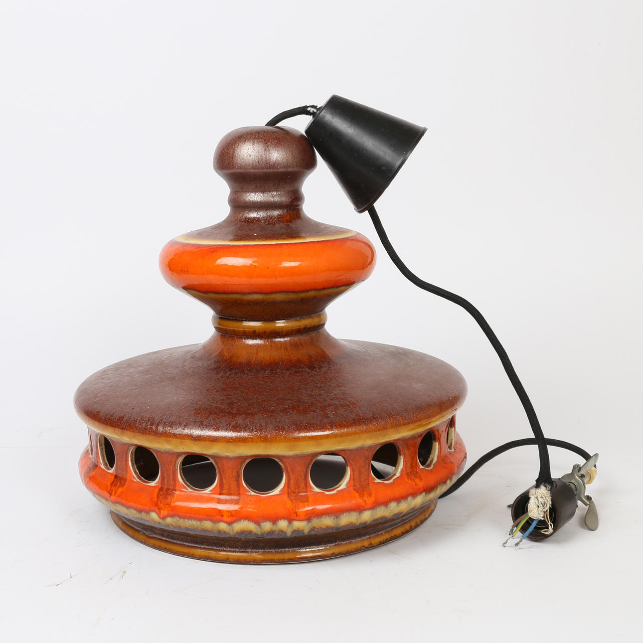 A 1960'S/70'S POTTERY CEILING LIGHT, POSSIBLY WEST GERMAN.