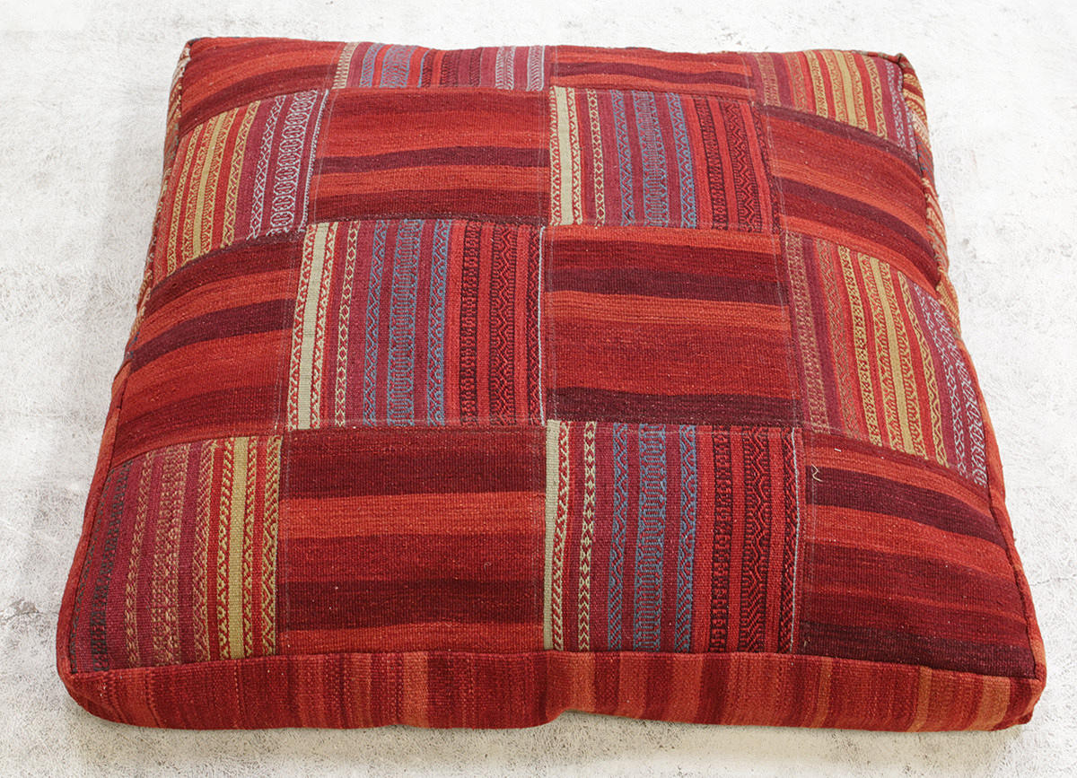 BODENKISSEN, Kelim-Patchwork, 100X100 cm.