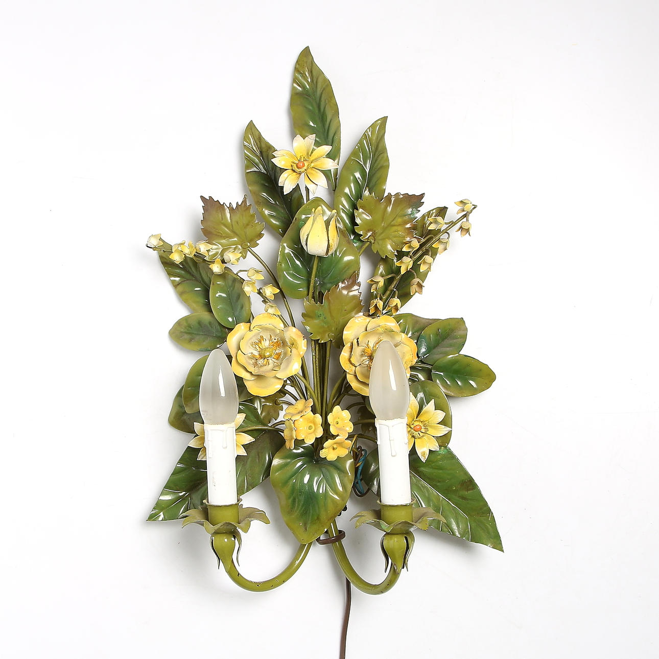 VÄGGLAMPA, plåt, så kallad "Tole lamp", Italien, 1900-tal.