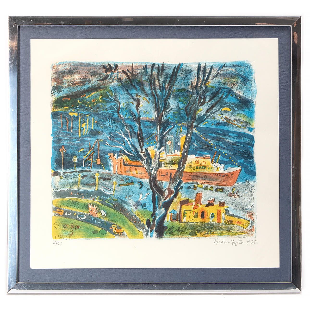 ANDERS FOGELIN. Lithograph in colours, 45/95, signed and dated 1980.