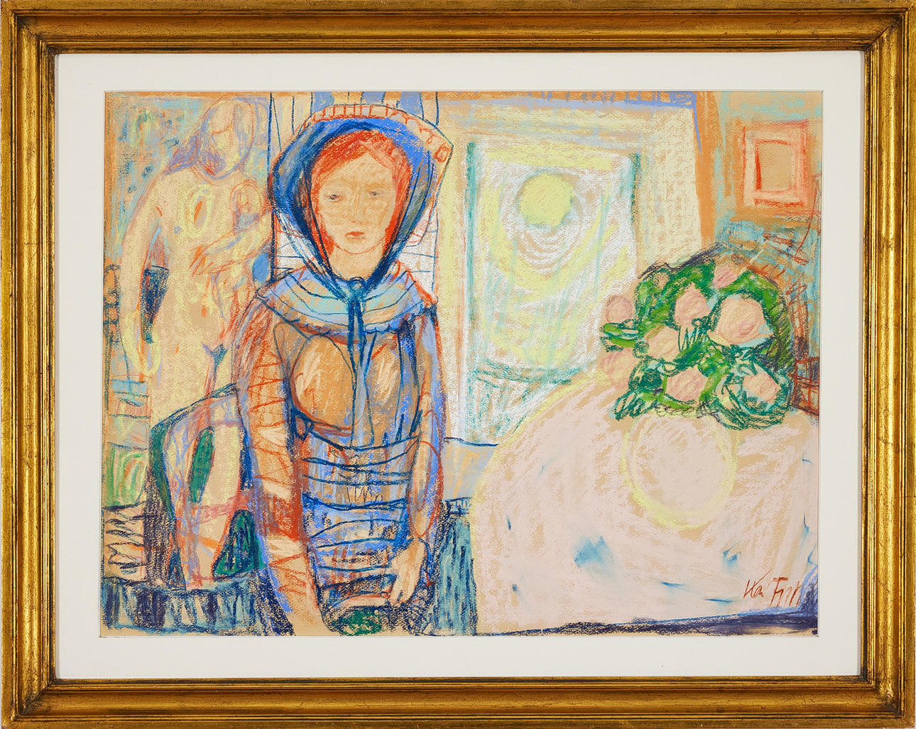 KAI FJELL (1907-1989). Interior con señoras.