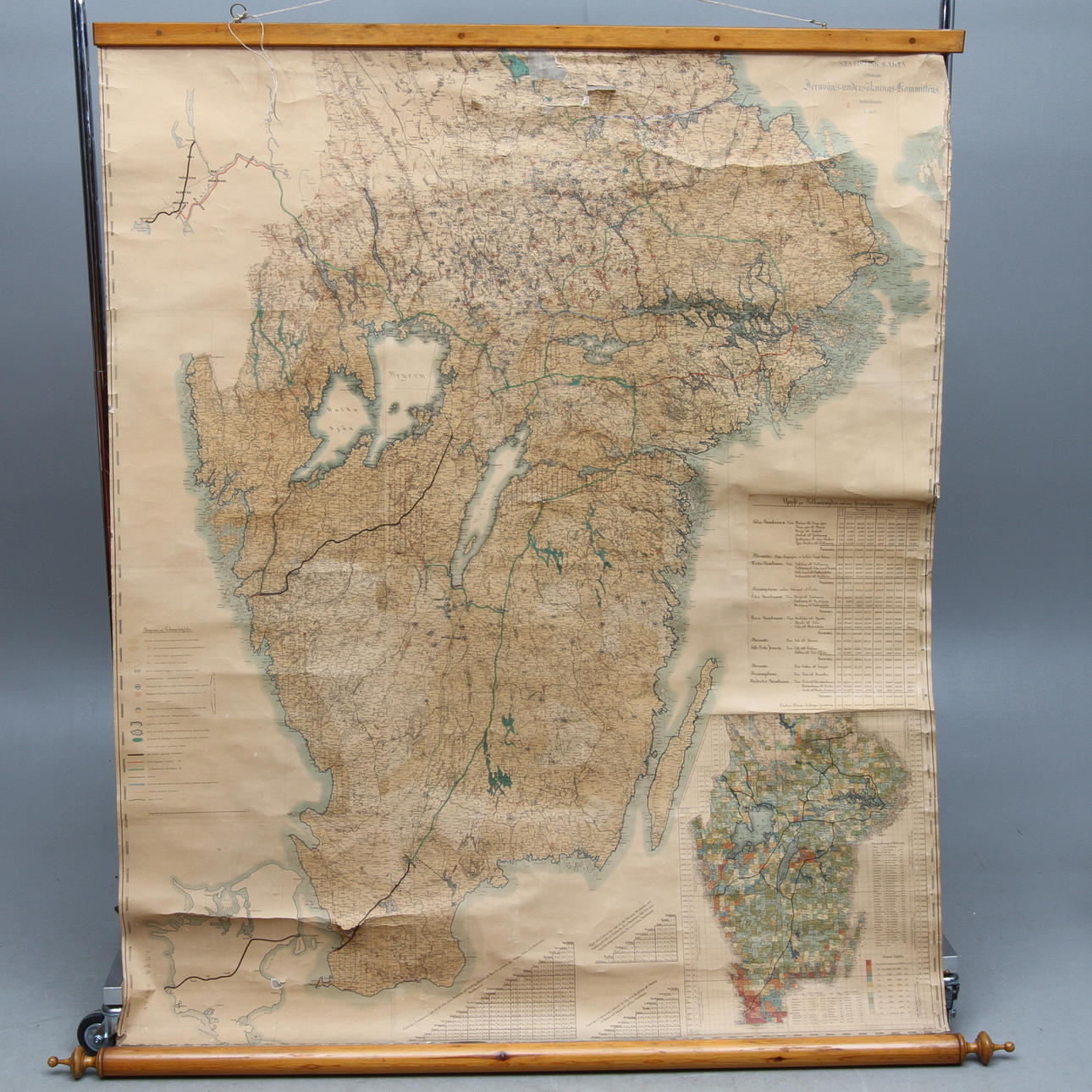 KARTA, "Statistisk karta tillhörande jernväg- undersöknings- kommittén betänkande år 1859".