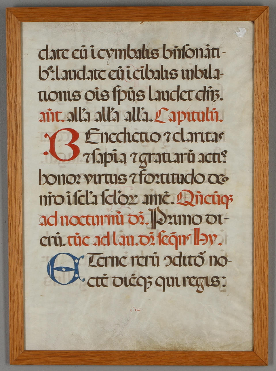 HANDSKRIFT, på pergament, dubbelramat.