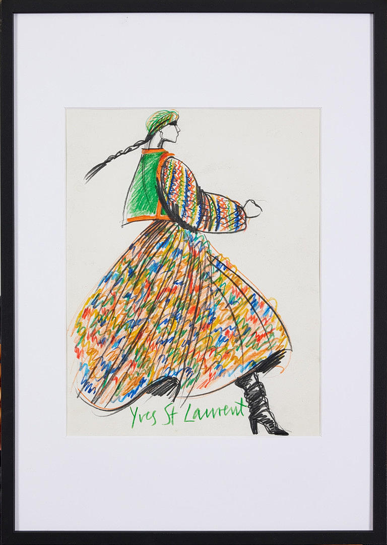 MATS GUSTAFSON. Modeteckning, Yves St Laurent.