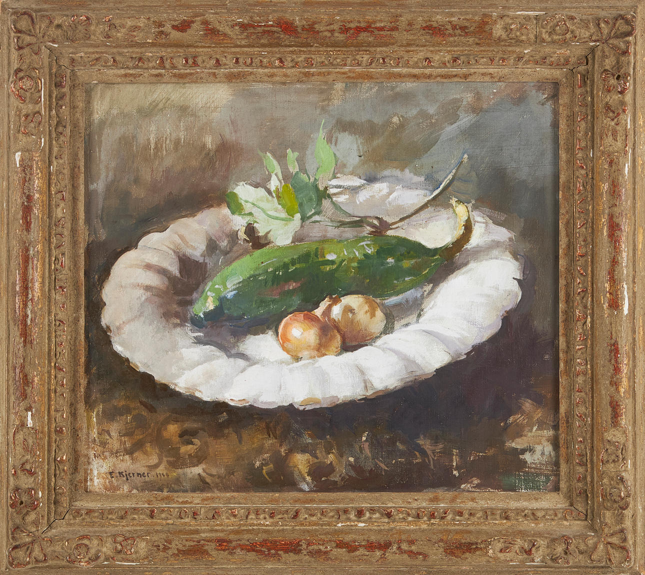 ESTHER KJERNER. Stillleben, Öl auf Holz.