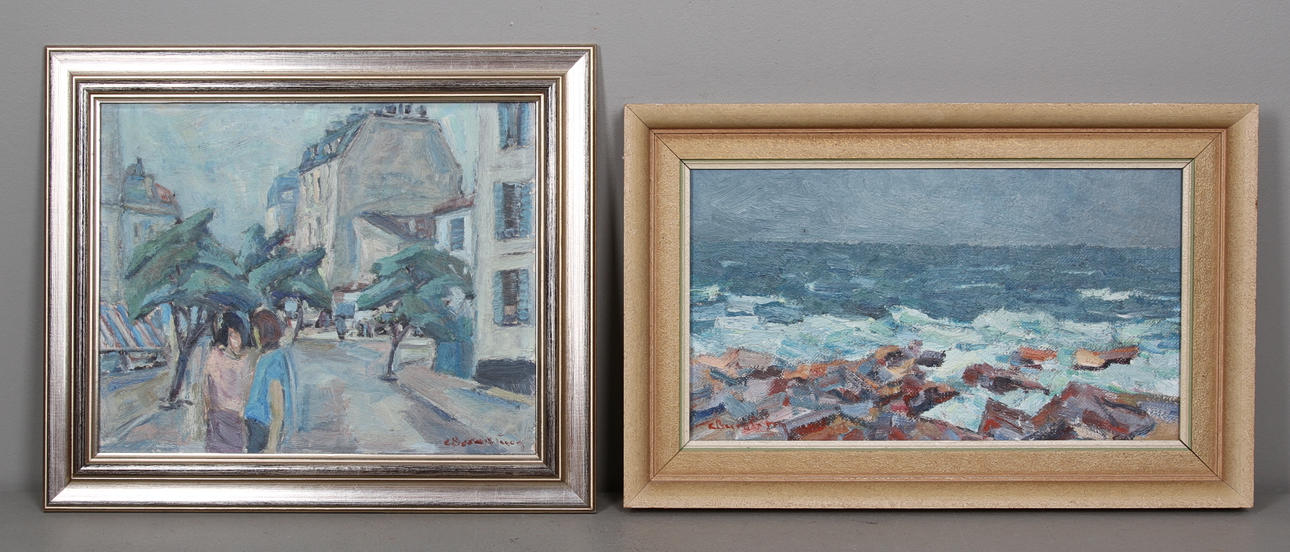 CARL BERNDTSSON. 2 st. Oljemålningar på pannå. Signerade.