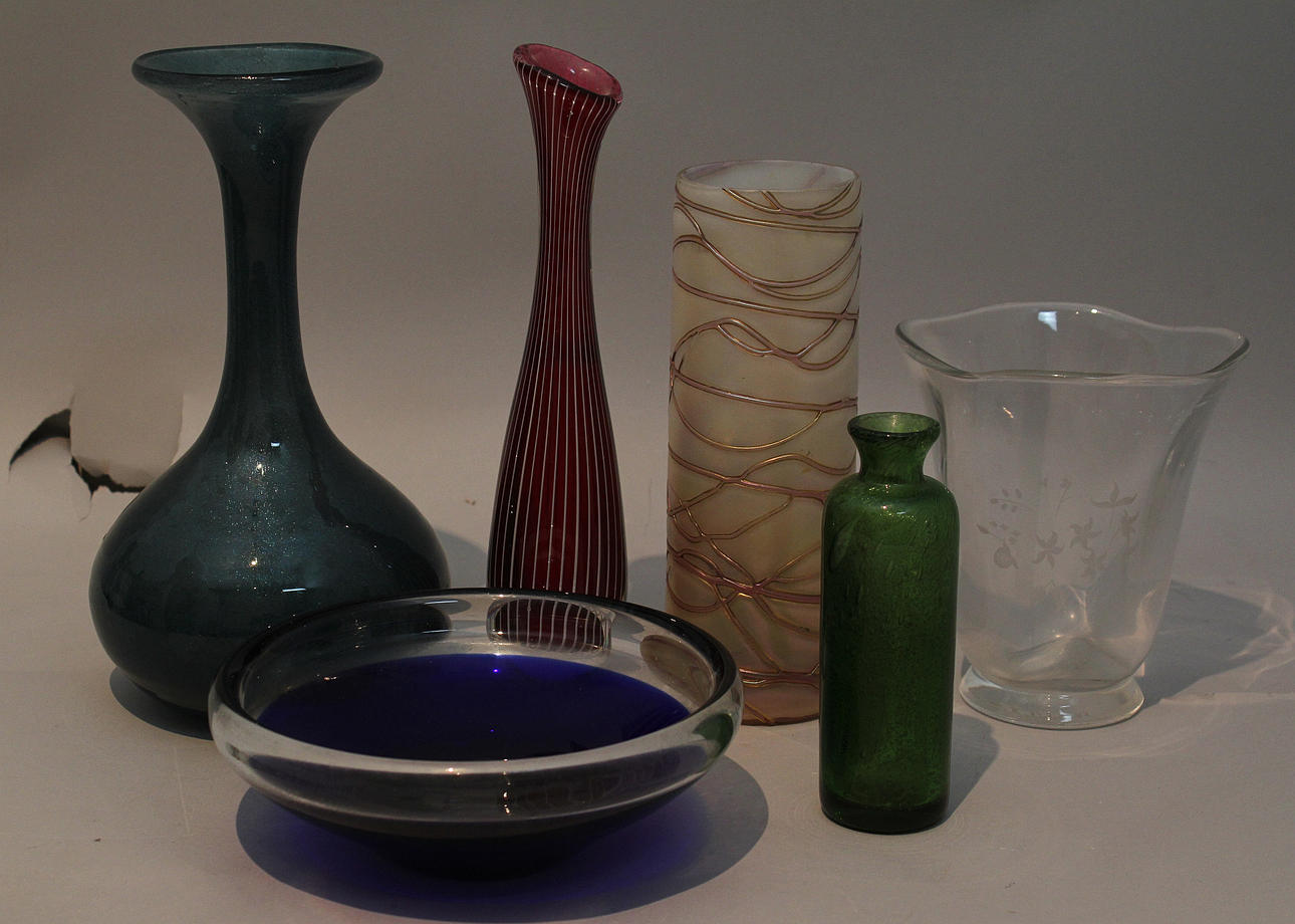 Parti glas. Vaser och skål. Orrefors och Boda.