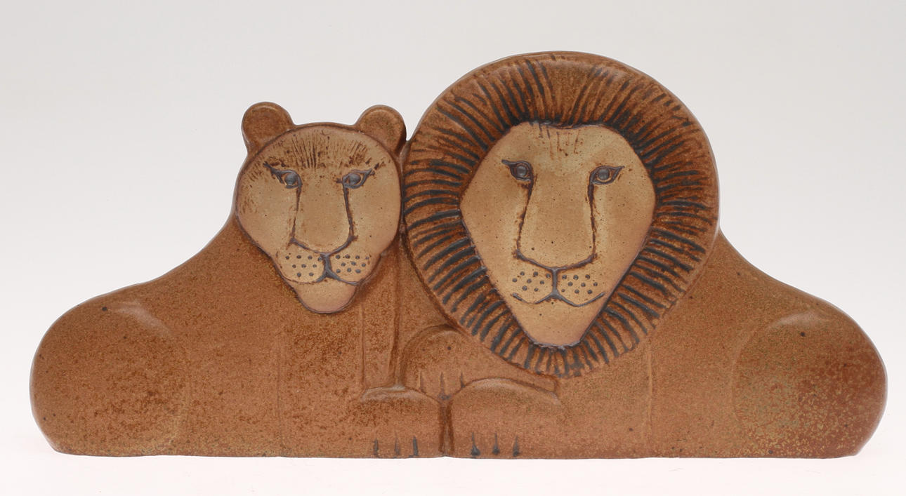 FIGURIN, stengods, "Lejonpar", Noaks ark, Lisa Larson, Gustavsbergs studio.