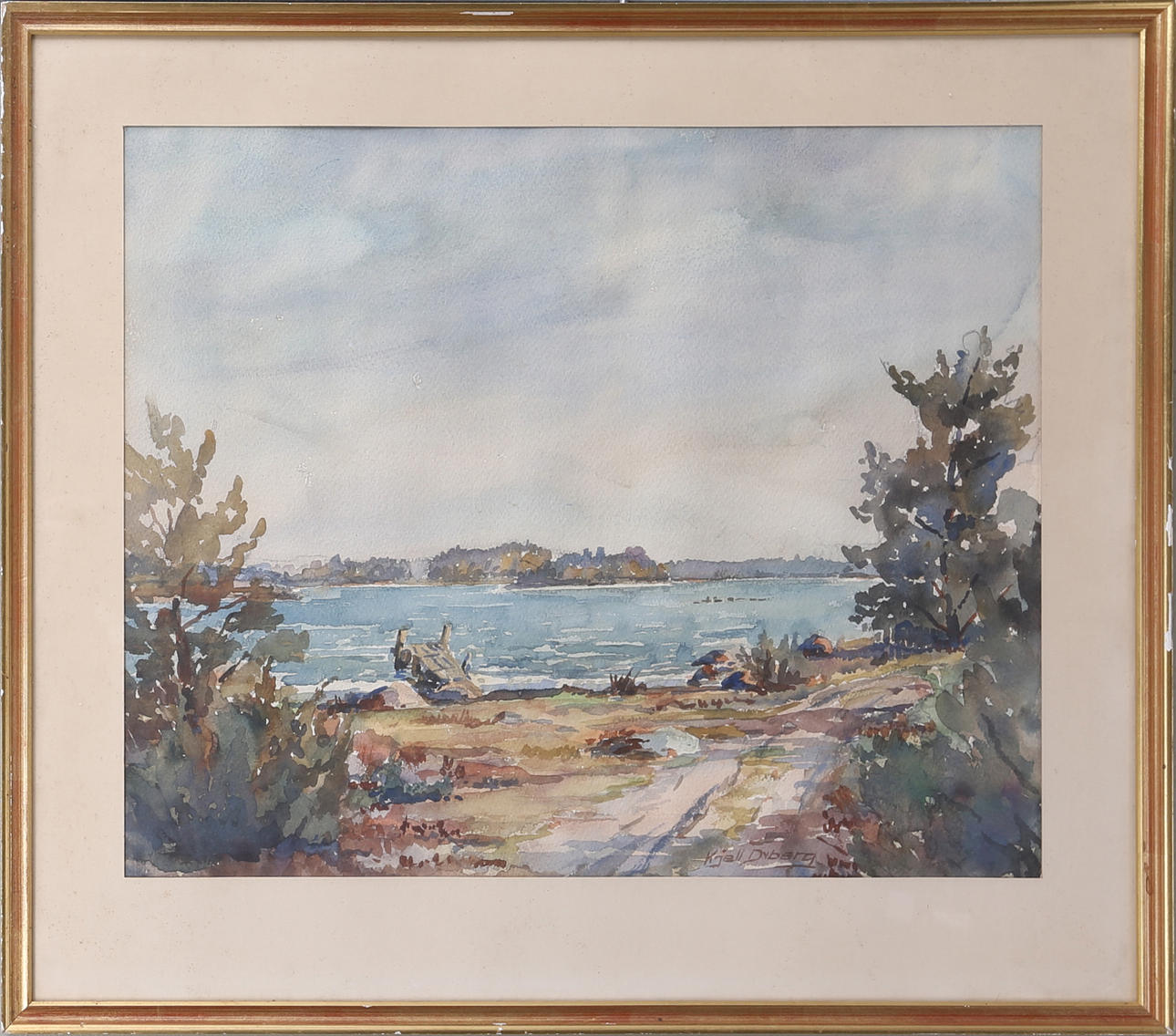 KJELL DYBERG. Strandmotiv, akvarell, signerad, 1900-talets andra hälft.