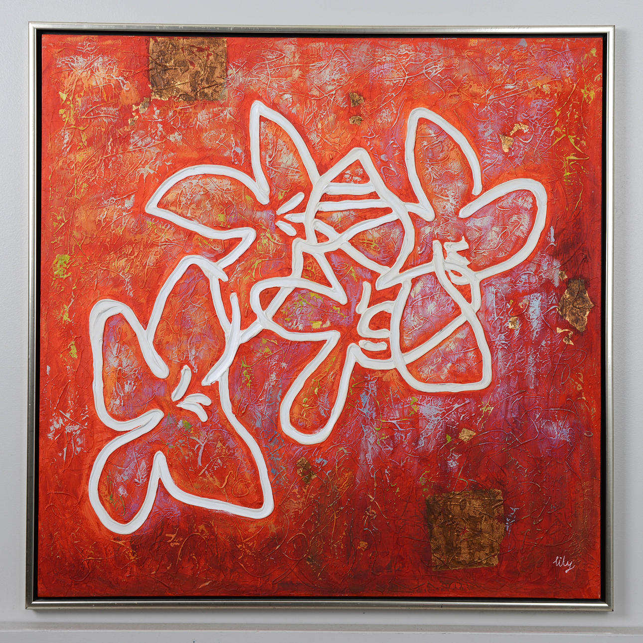 LILY HUANG. Composition, oil on canvas, signed.