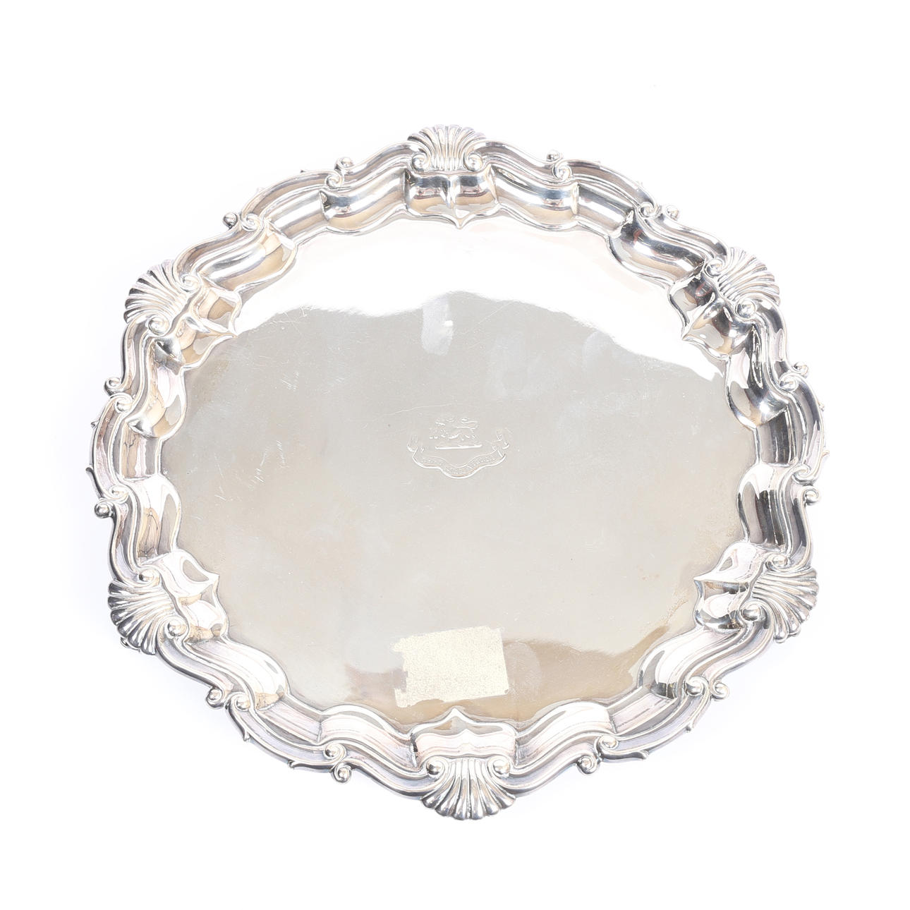 A VICTORIAN SILVER SALVER.