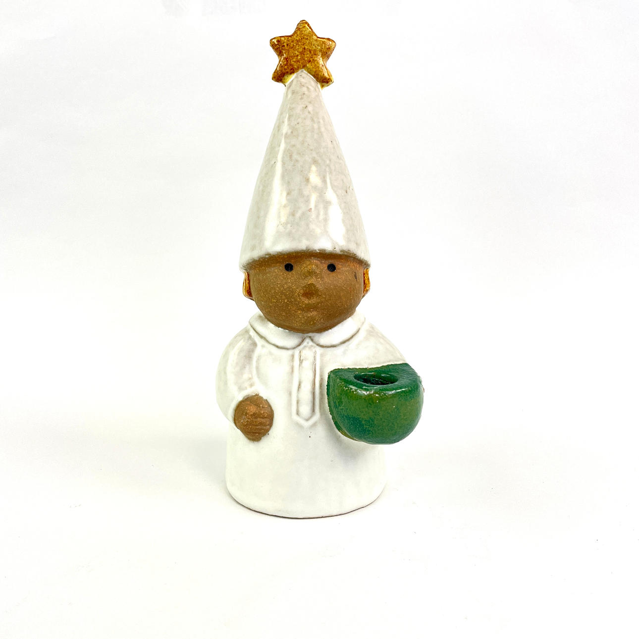 LISA LARSON. Four stoneware figurines/candlesticks, “Adventsbarn