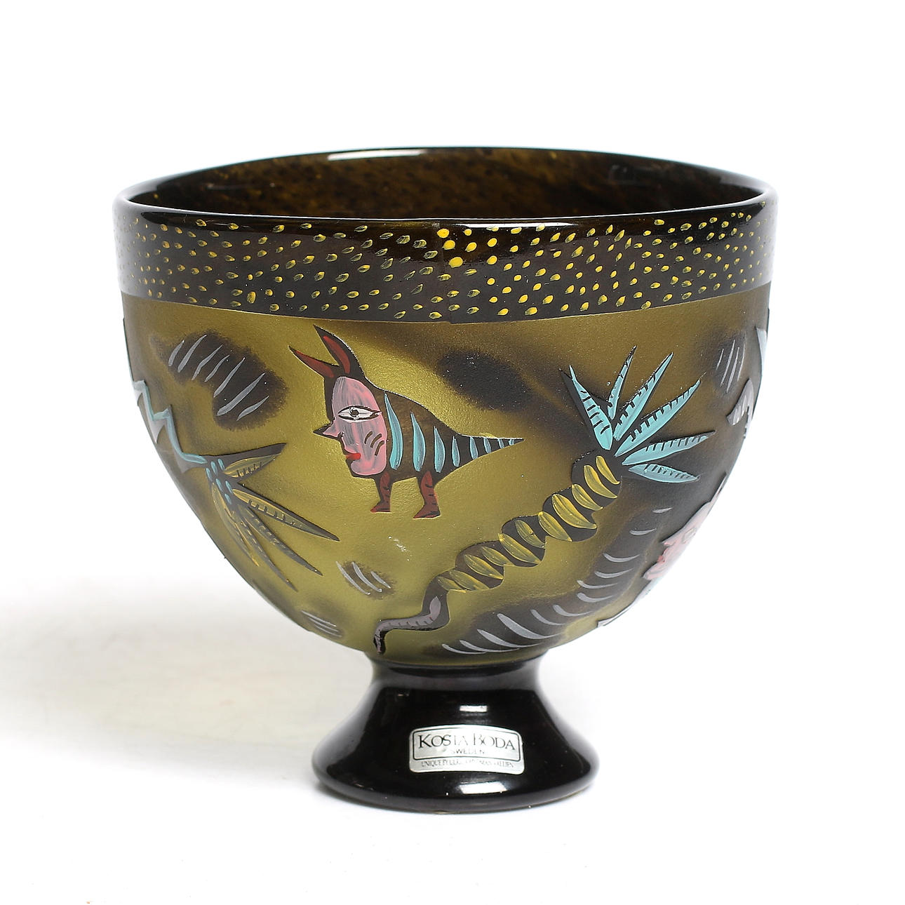 ULRICA HYDMAN-VALLIEN. skål, Juvelglas, Unik, Kosta Boda. Signerad.