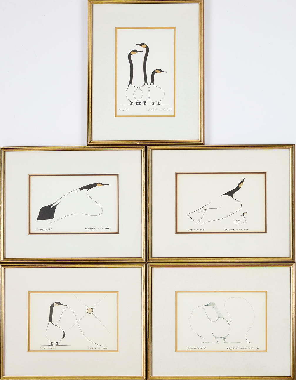 BENJAMIN CHEE CHEE (CAN 1944-1977). Bird motif, 5 pcs, offset print.