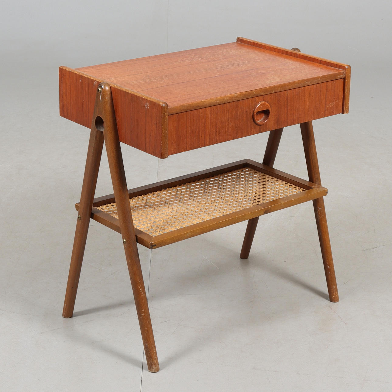 BEDSIDE TABLE, teak. 20th century.