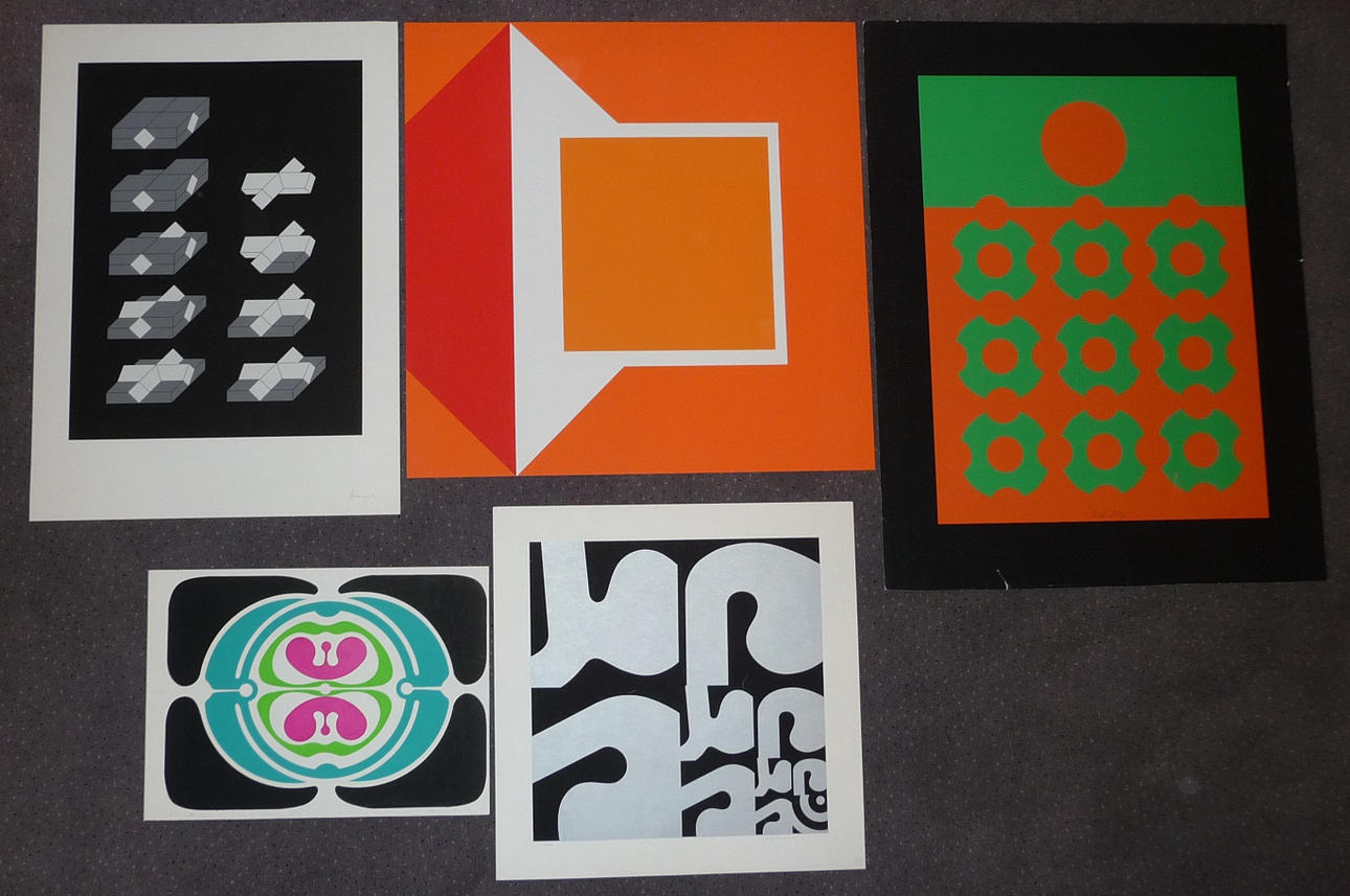 INTERNATIONAL ARTISTS OF THE MODERN, Five sheets of stereometric and op ...