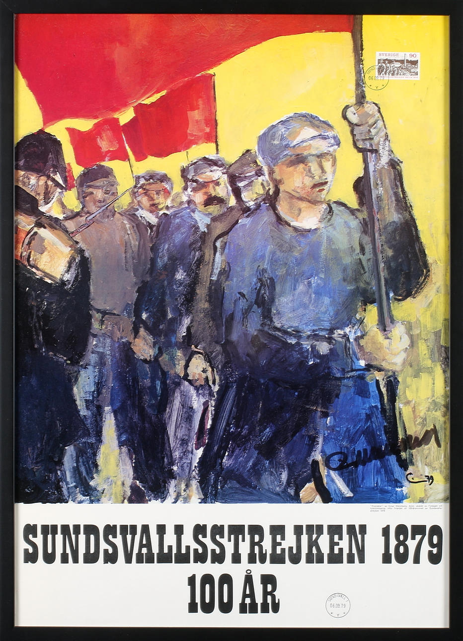 EINAR WENNBERG. Affisch, "Sundsvallsstrejk 1879 -100 år", signerad.