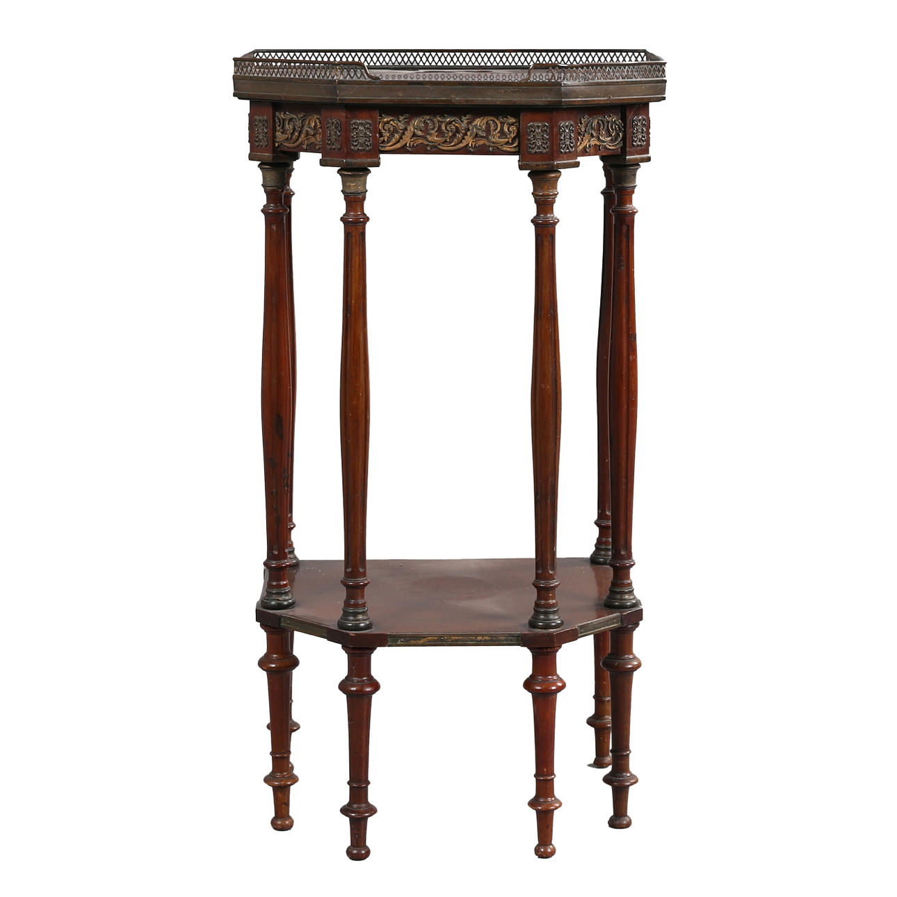 A FRENCH EMPIRE STYLE MAHOGANY TABLE.