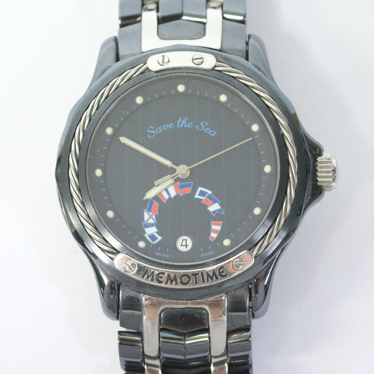 ARMBANDUHR, MEMOTIME, „RETTET DAS MEER“.