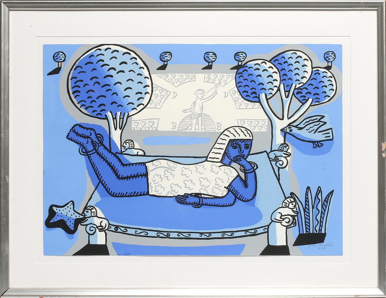 JONAS FREDÉN. "Blå", akryl, signerad och daterad 1997.