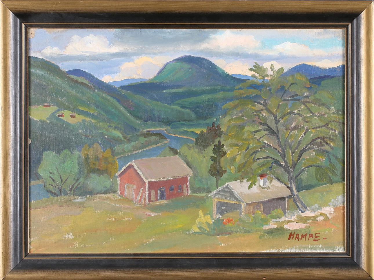 HAMPE SVANBERG. Vy över älven, olja på duk, signerad.