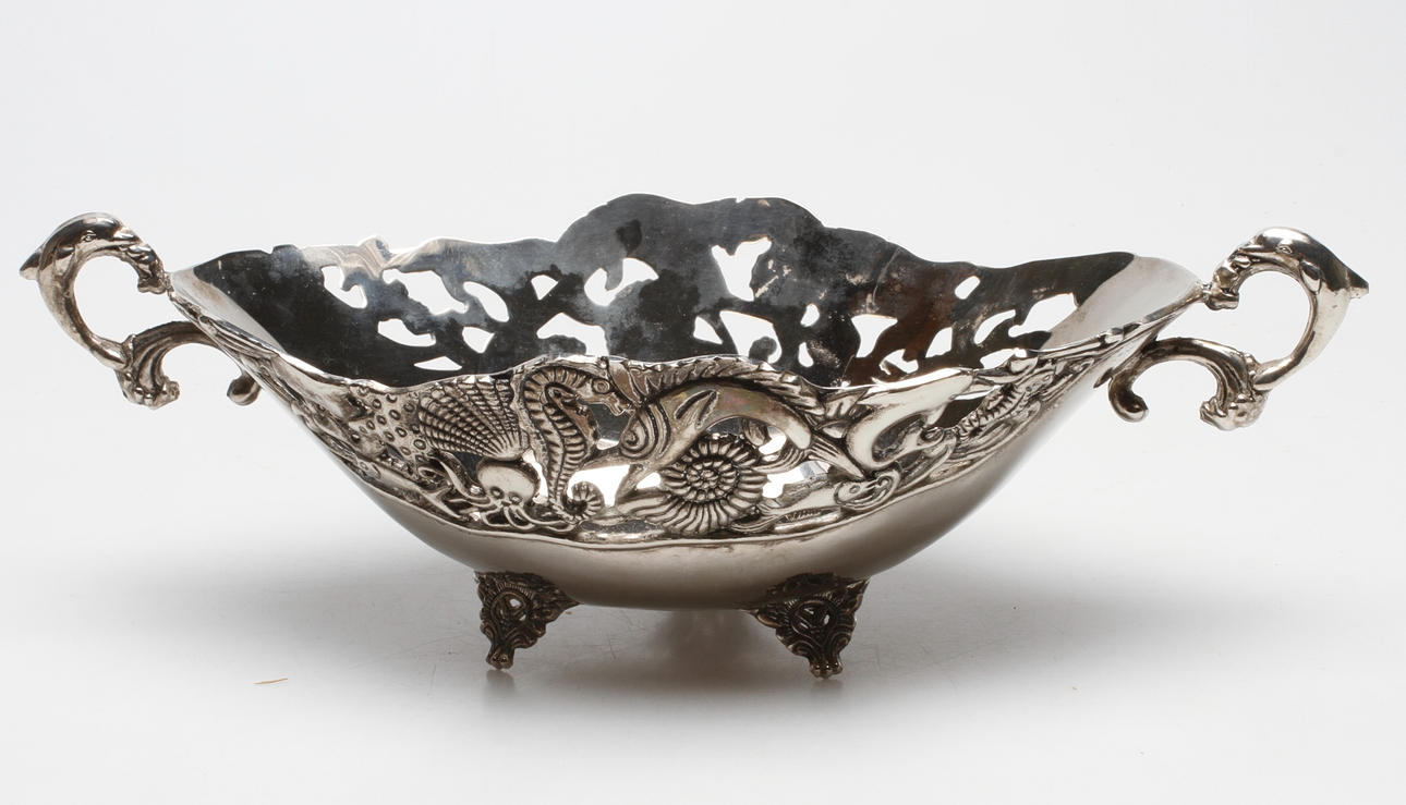 SKÅL, "Havsdekor", nysilver, 1900-tal.