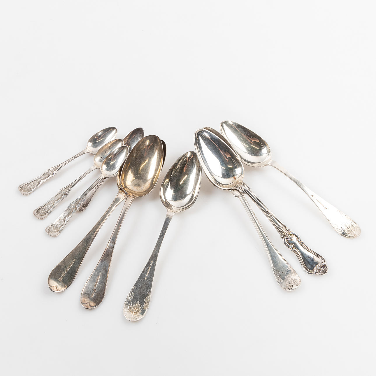 ANTIKKE SØLVSKEER, 10 stk.