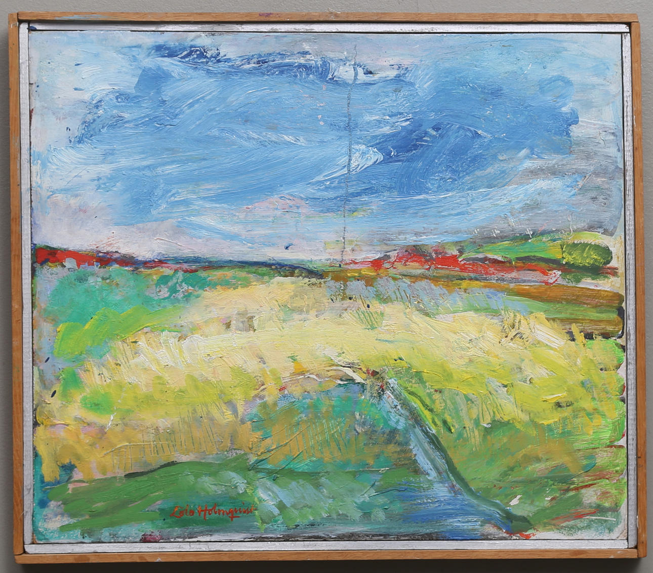 LOLO HOLMQUIST. "Sommarbild". Olja på pannå, signerad.