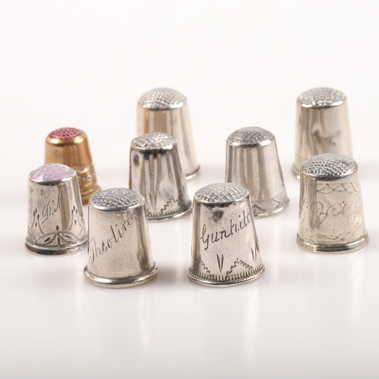 FINGERBORGAR, 8 stycken, silver, tidigt 1900-tal.