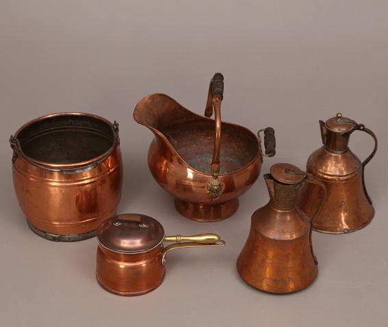COPPER ITEMS, 5 pcs, 1900s.