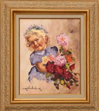 BERT OLOV ÖSTERLUND. TAVLA, olja duk, signerad B.Österlund, blomsterflicka.