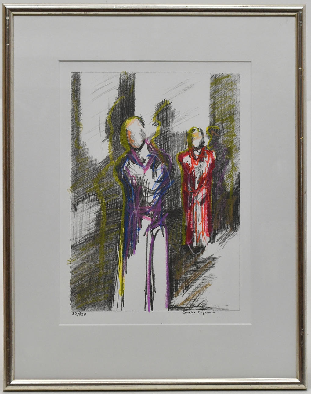 ANETTE ENGLUND. Two figures. Hand Colored Lithography. Numbered 25/250.