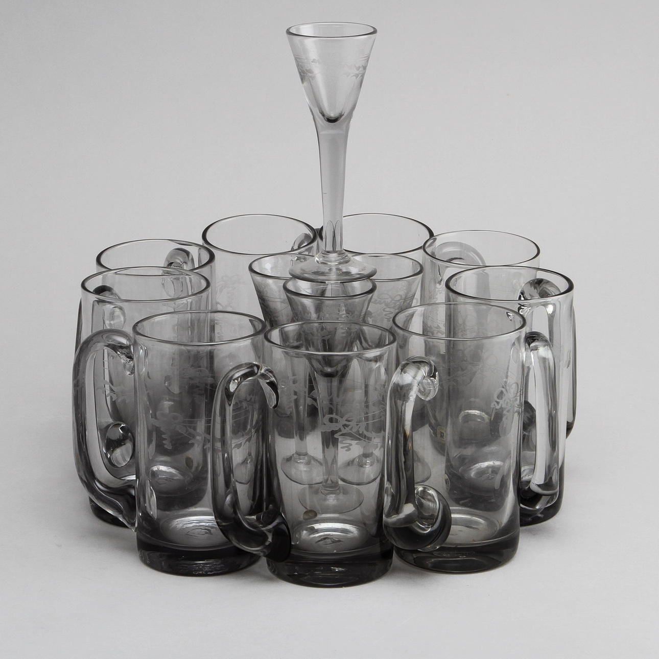 GLASSERVISDELAR, 19 st, "Antik", Reijmyre.