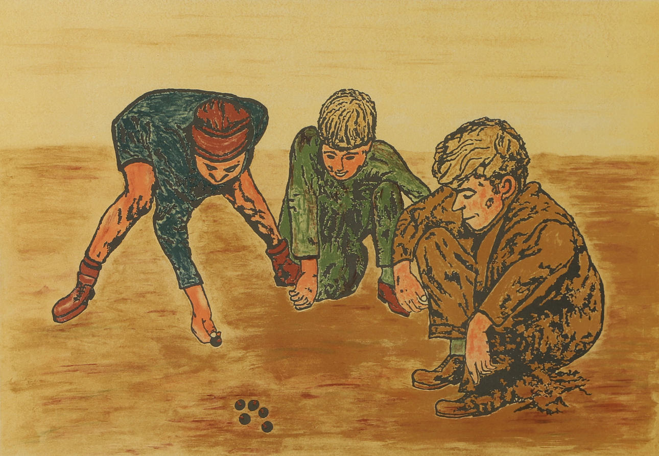 GUNNAR THIM. “Kul-lek”, lithograph in colours, signed -79.