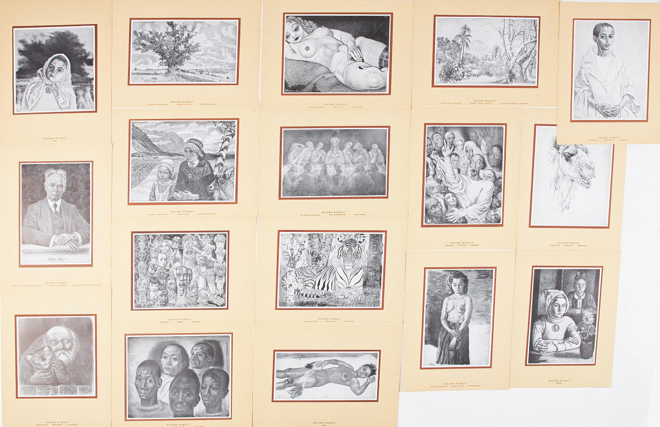 EDUARD WIIRALT. EFTER. Litografiskt blad 1932 samt mapp 16 st blad offset, Eesti Raamat Stockholm.