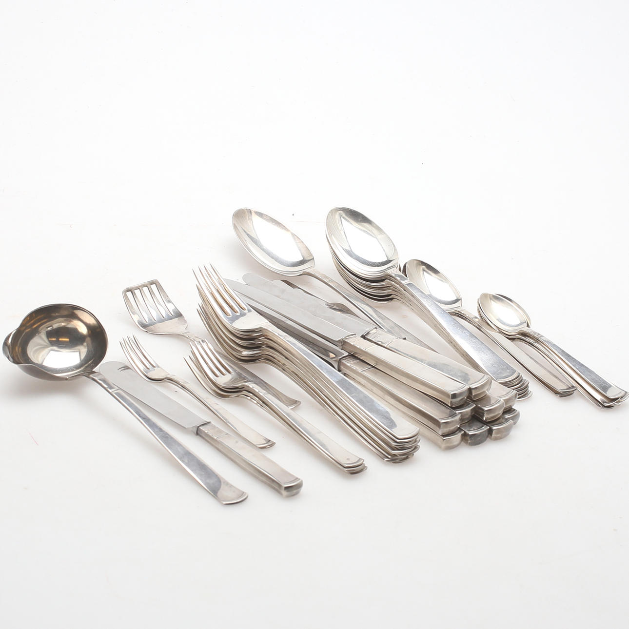 BESTICKSERVIS, silver, 43 delar, modell "Rosenholm", Guldsmedsaktiebolaget GAB, 1900-tal, totalvikt ca 1628 gram.