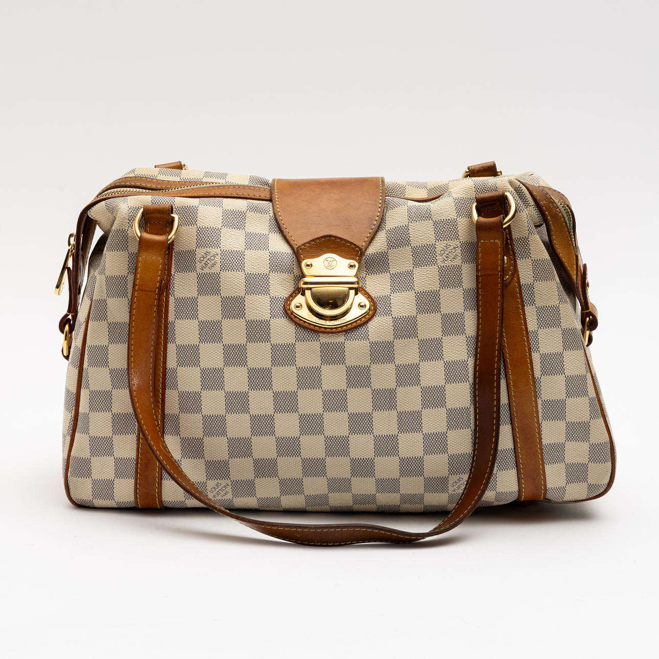 LOUIS VUITTON. Tote bag “Stresa PM Damier Azur”, light canvas 