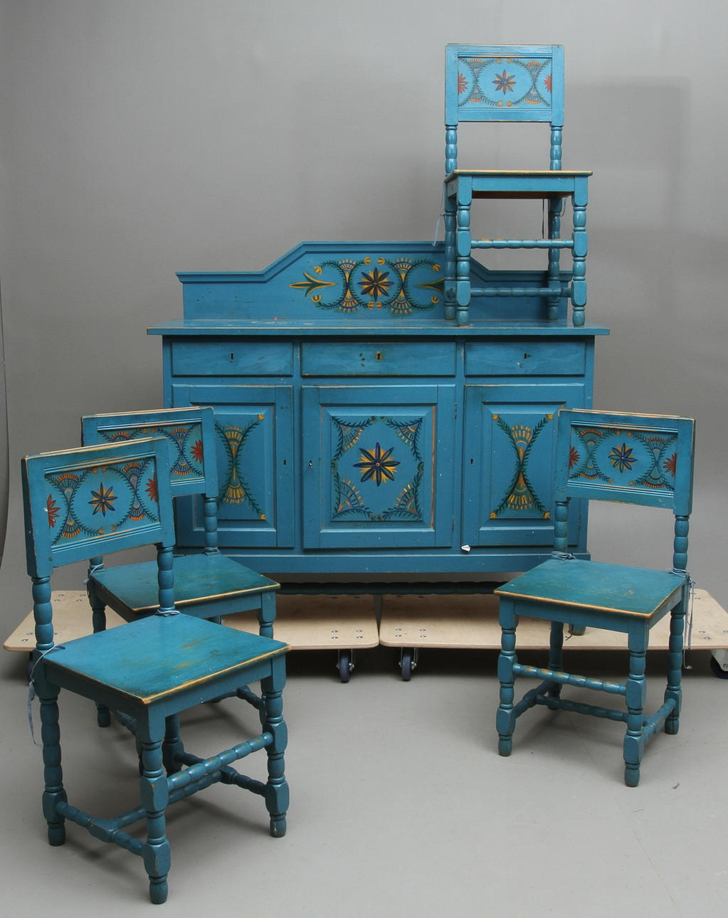 MATSALSGRUPP, 6 delar, barockstil, 1900-tal.