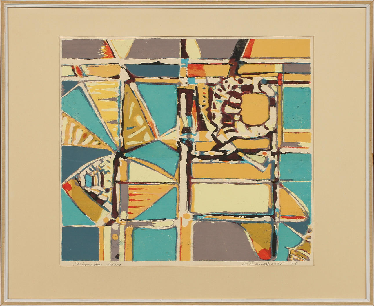 LEIF LANDQVIST. serigrafi, sign o numr 16/100. Daterad 1958.