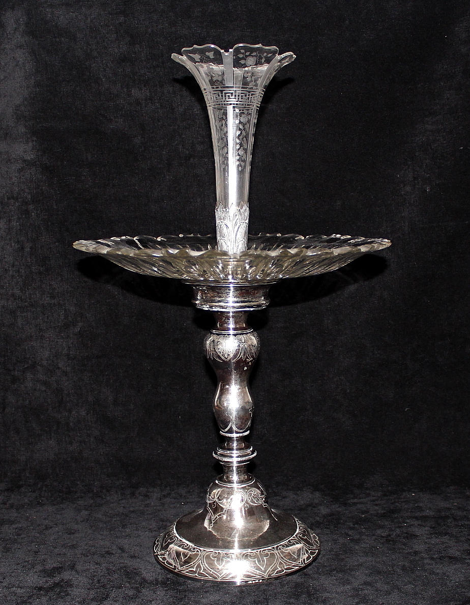 UPPSATTSSKÅL, silver och glass, silvervikt 472 gr, 1866- Malmö, Dahlgren.