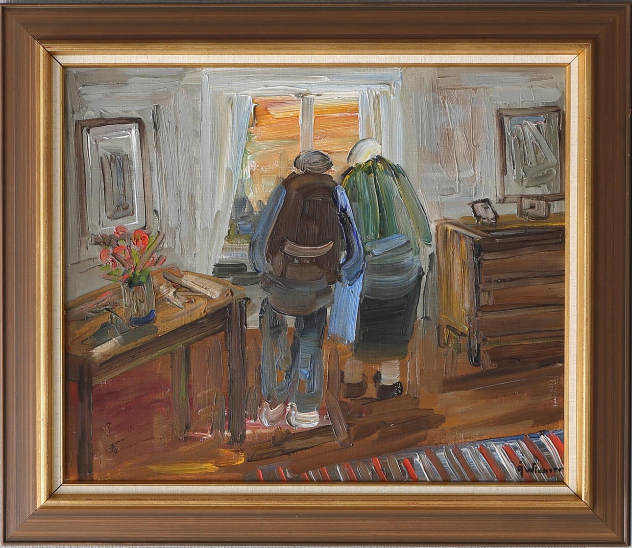 ÅKE WICKSTRÖM. "Frans o Ida". Olja på duk, signerad.