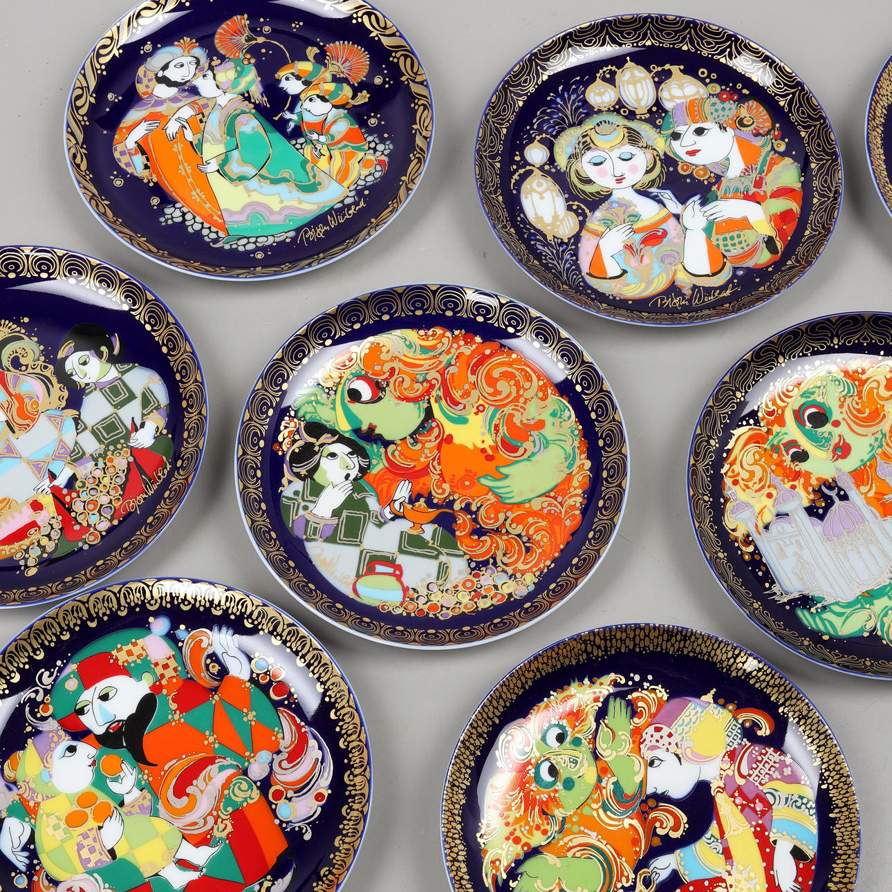 BJÖRN WIINBLAD. A set of 8 plates, Aladin, Rosenthal, 1970s