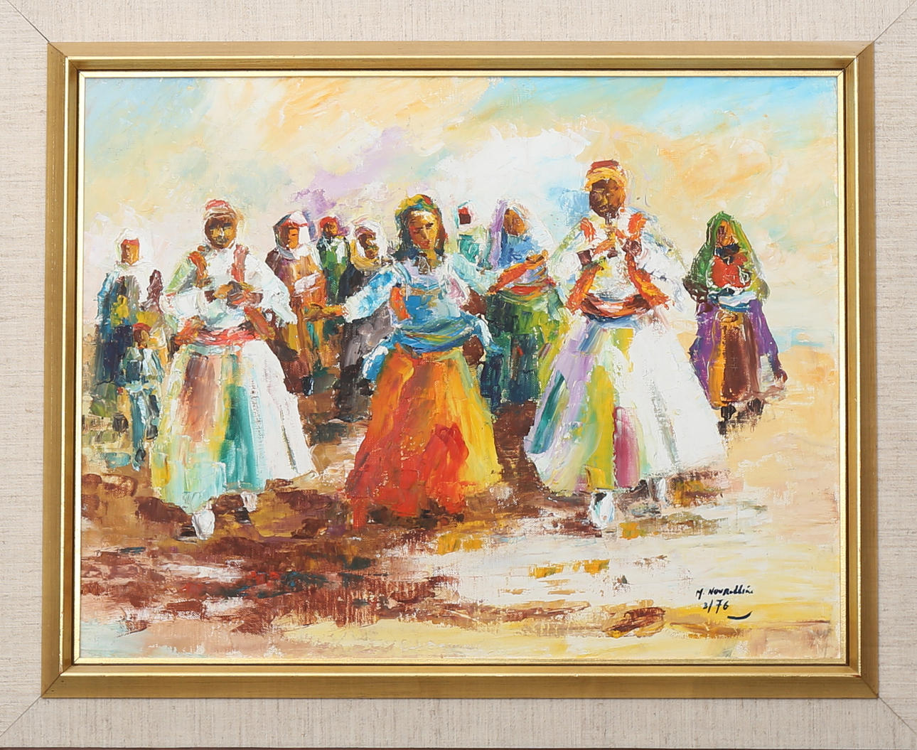 MONCET NOUREDDINE. Tunisisk dans, olja på duk, signerad och daterad.